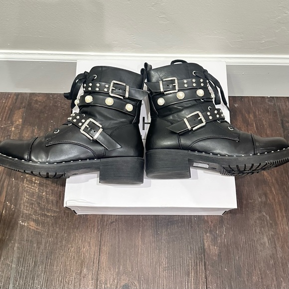 Black Studded Ankle Boots with Pearls - Picture 10 of 11